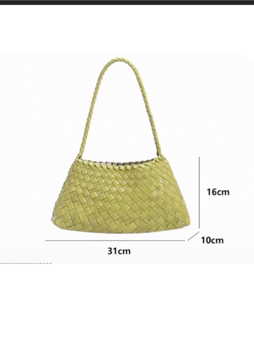 Hand-woven Leather Shoulder Bag for Women/ Dark Green - Picture 6 of 6